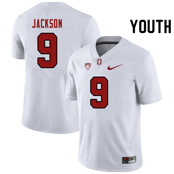 Youth #9 Myles Jackson Stanford Cardinal College Football Jerseys Stitched Sale-White - Click Image to Close